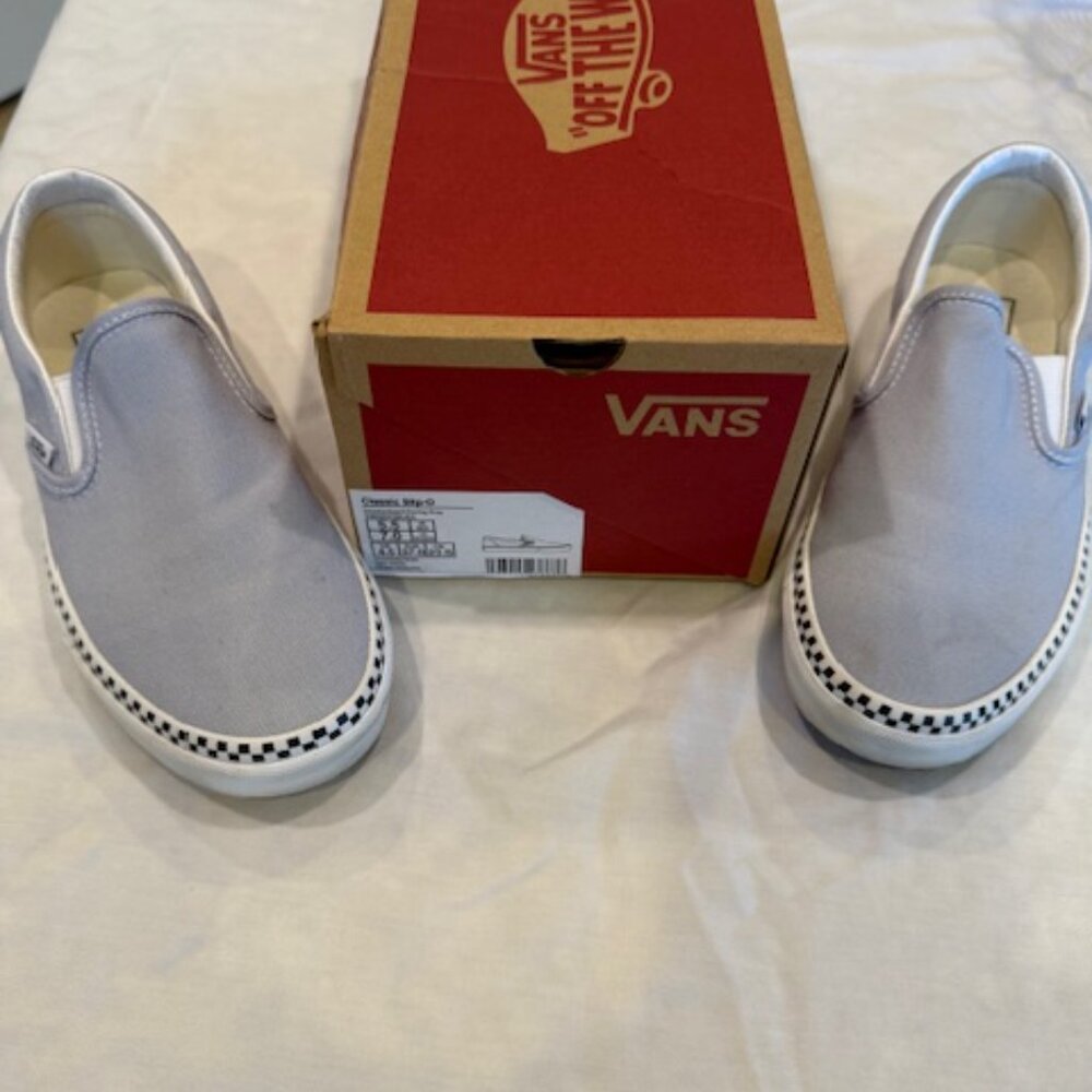 Vans- Classic Slip On Checkerboard Foxing Gray Size 7 Women's - Picture 2 of 5